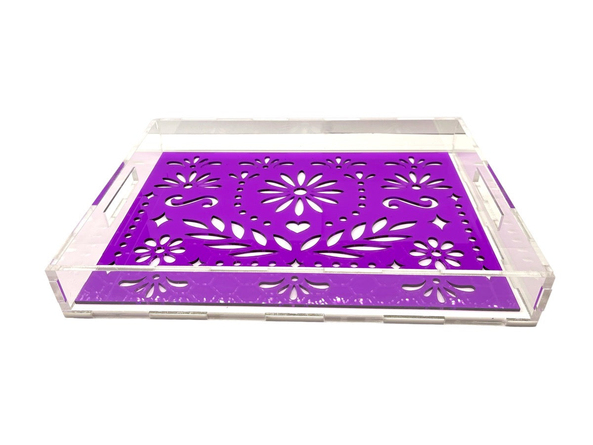 Acrylic Tray with Papel Picado Insert - Small