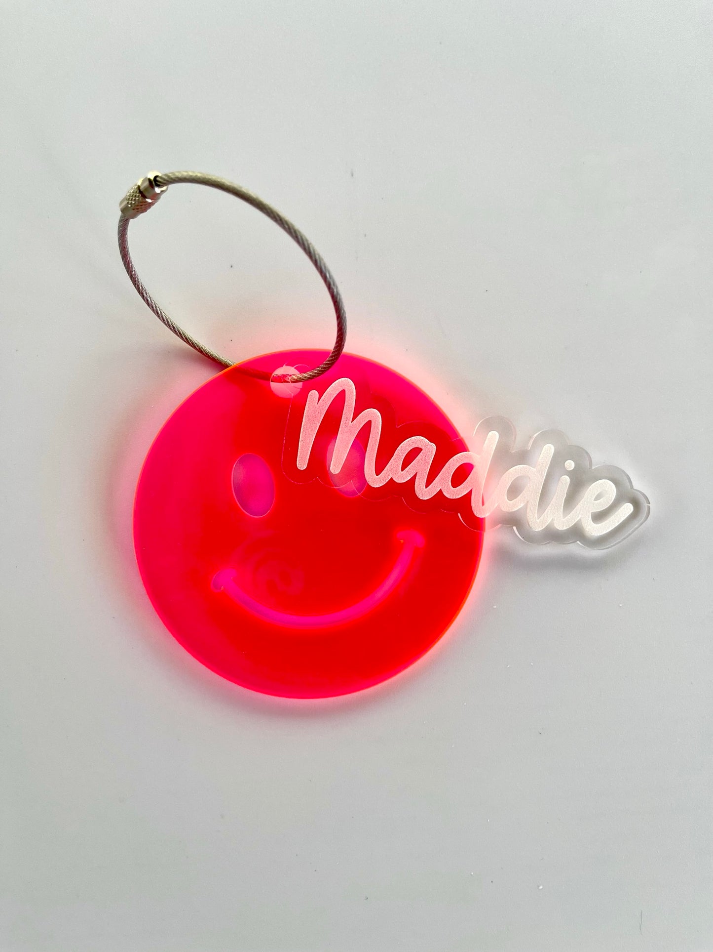 Acrylic Smiley Bag Tag