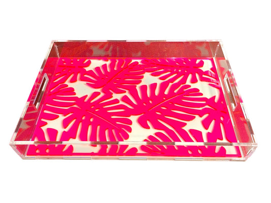 Acrylic Tray with Monstera Leaf Insert - Large