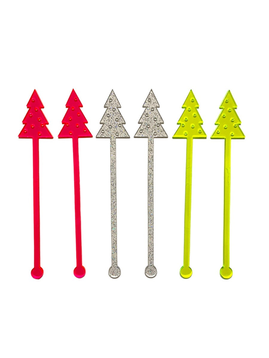 Bright Christmas Tree Swizzle Sticks