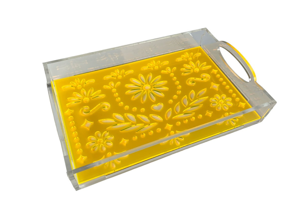 Acrylic Tray with Papel Picado Insert - Small