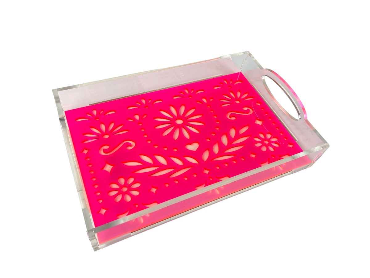 Acrylic Tray with Papel Picado Insert - Small