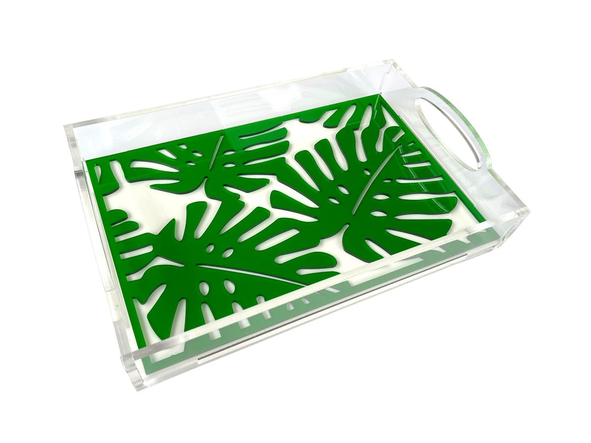 Acrylic Tray with Leaf Insert - Small