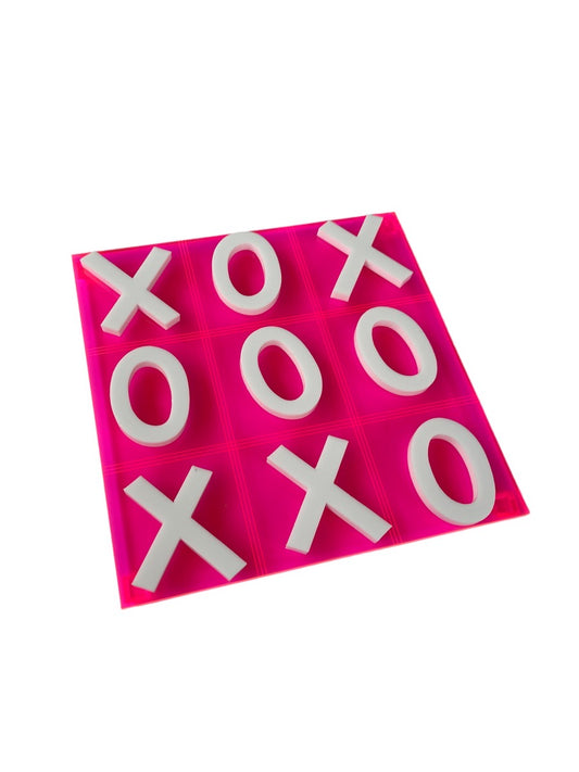 Fluorescent Pink Tic Tac Toe